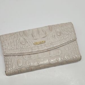 Brahmin Cream Croc-Embossed Leather Clutch
